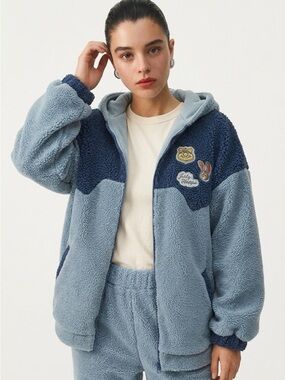 2091 - Disney x SNBL Zootopia Judy Hopps Sherpa Fleece Zip Jacket Hoodie Blue L